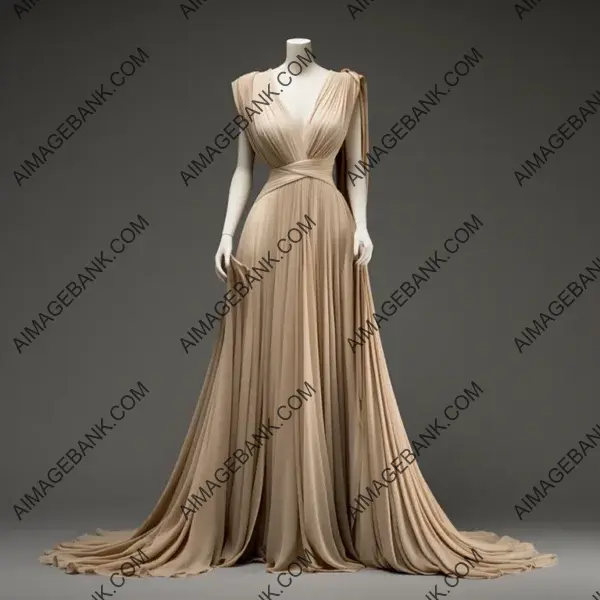 Bride&#8217;s Elegance in Beige Pleated Wedding Dress