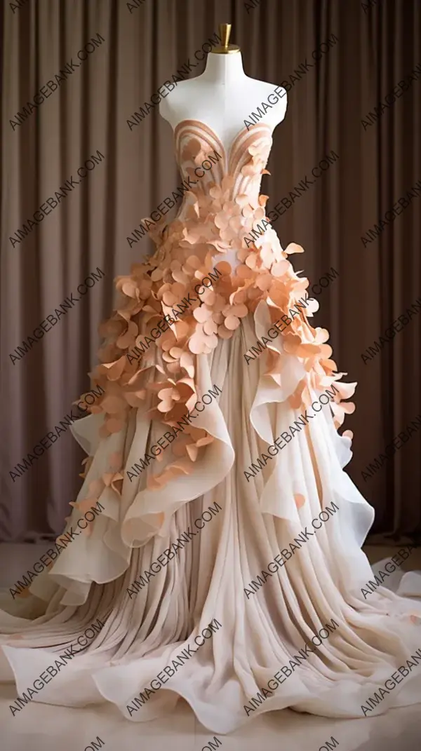 Bride&#8217;s Petal-Adorned Gown: Artistic Design