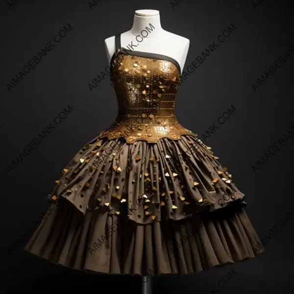 Bullet Casings Create Unique Skirt on Short Haute Couture Dress