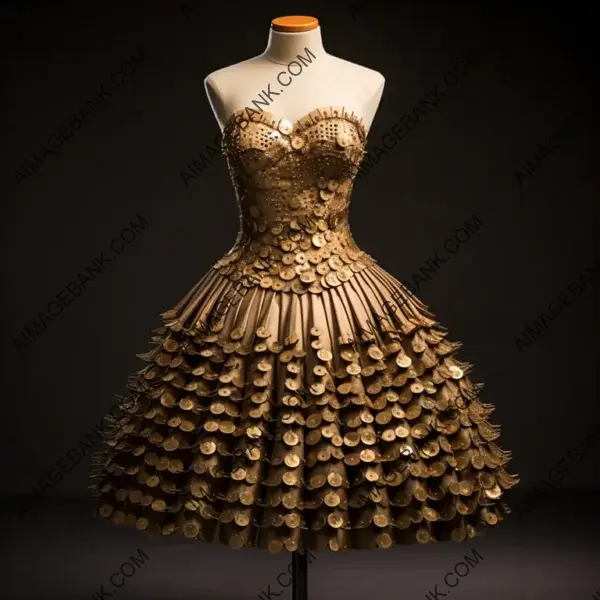 Short Dress with Bullet Casings Skirt: Haute Couture Artistry