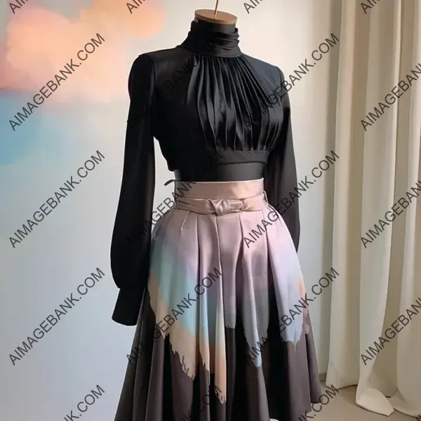 Short Haute Couture Dress with Black High Neck Long Top