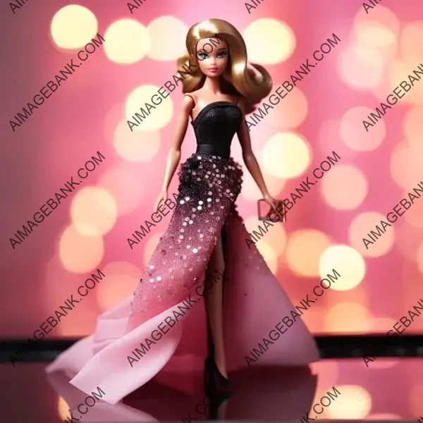 Create Full-Body Barbie Pink Gradient Haute Couture Short Dress in Black