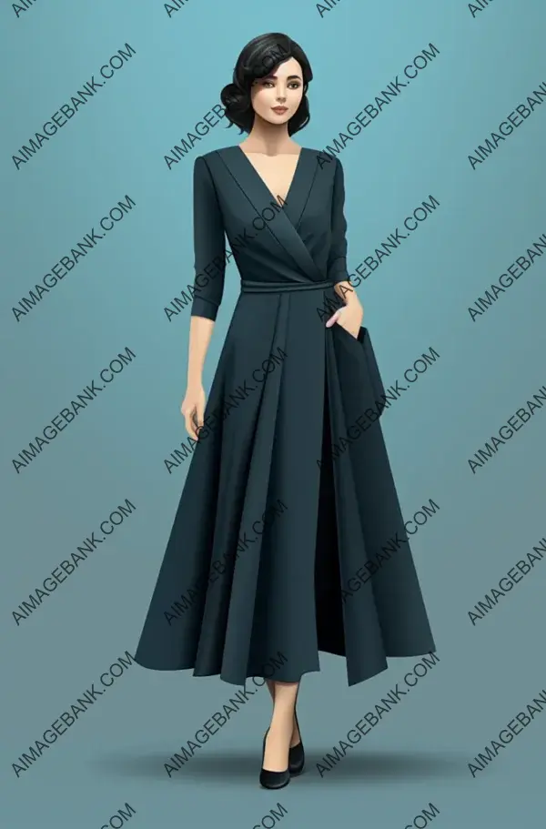 Illustrated Black Neck Dress: Simple Elegance