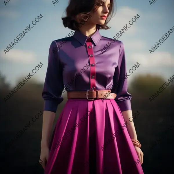 Short Haute Couture Purple Dress: Fuchsia Trimmings