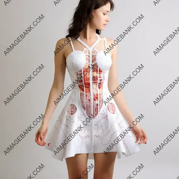 Haute Couture Dress with Woman and Cardio Diagram