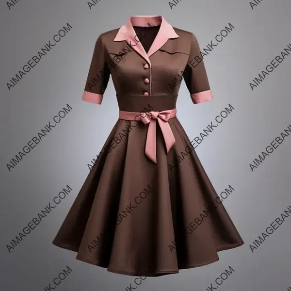 Short Haute Couture Dress: Brown with Pink Accents