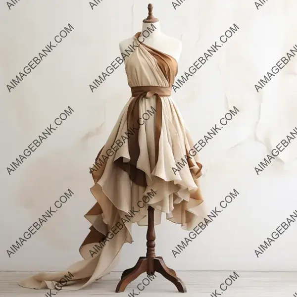 Short Marron Beige Unique Dress: Haute Couture