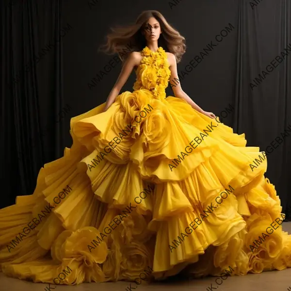 Nova Couture Fashion: High-End Yellow Evening Dress