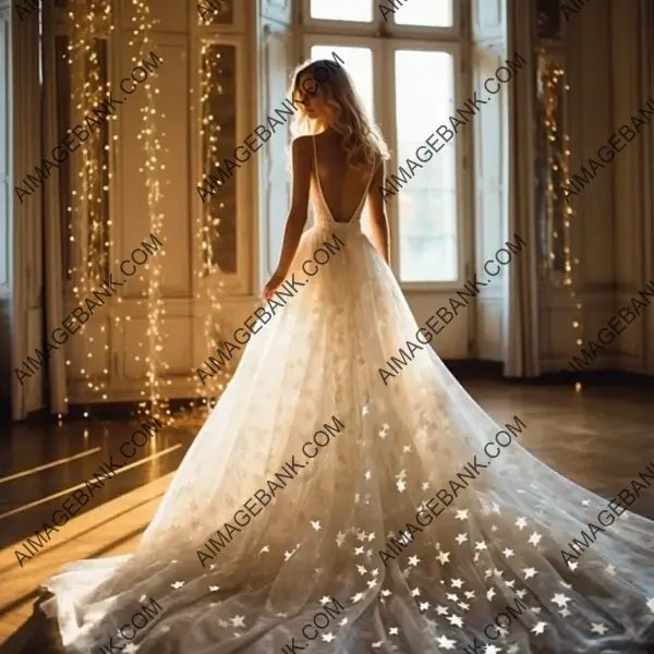 A Sparkling Affair: A-Line White Wedding Dress with Lace Details