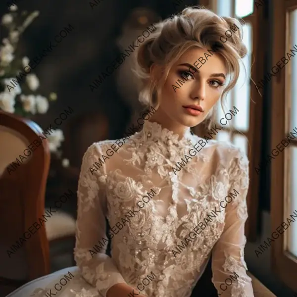 Vintage Allure: White Wedding Dress with High-Quality Details