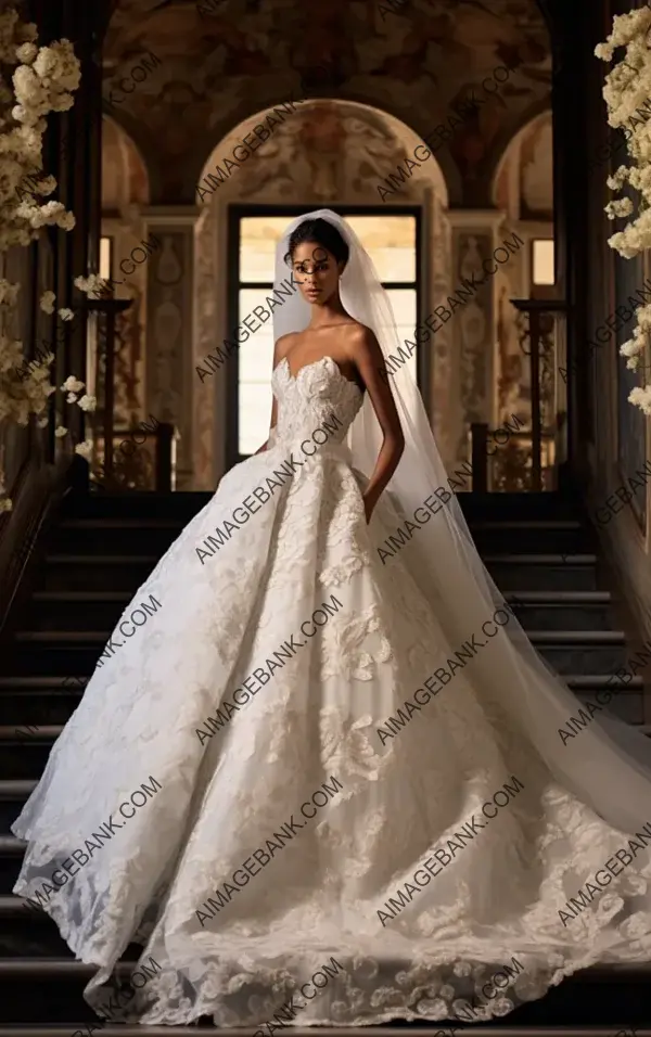 Bride&#8217;s Opulent Oscar de la Renta Wedding Dress: A Timeless Choice