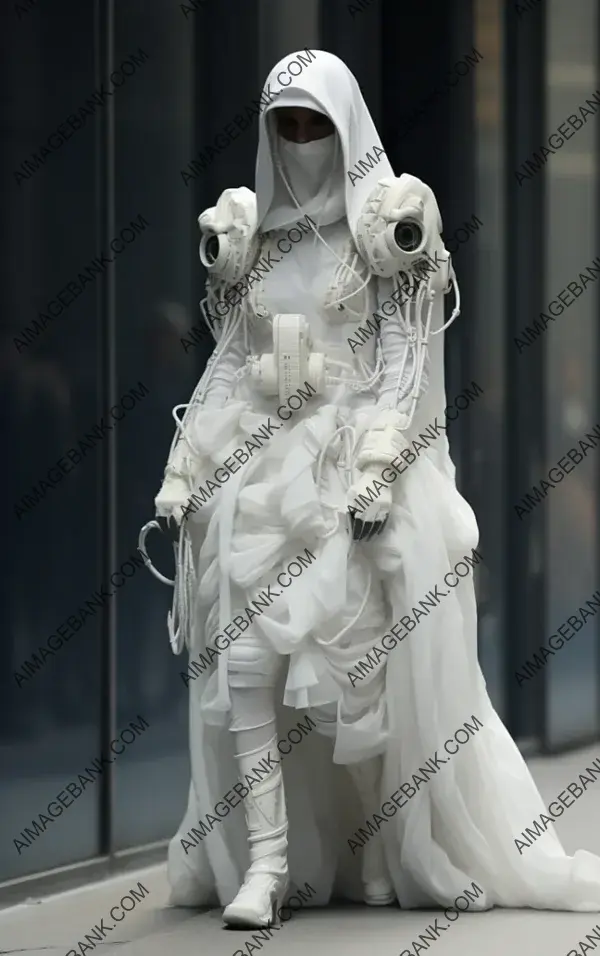 Bride in Aitor Throup&#8217;s Unique Fusion Ensemble