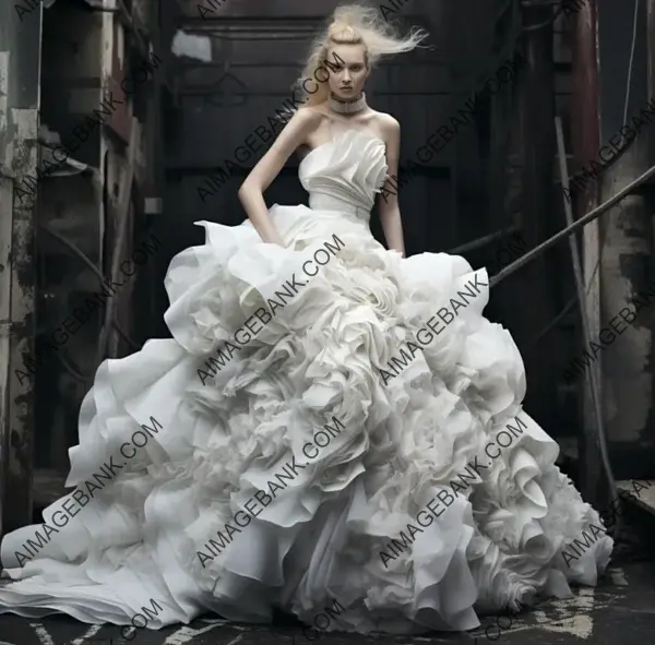 Bride in Alexander McQueen&#8217;s Edgy Bridal Ensemble