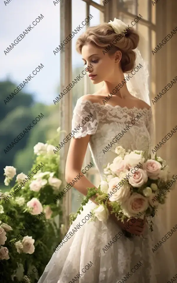 Bride&#8217;s Elegance in Christian Dior&#8217;s Lace Gown