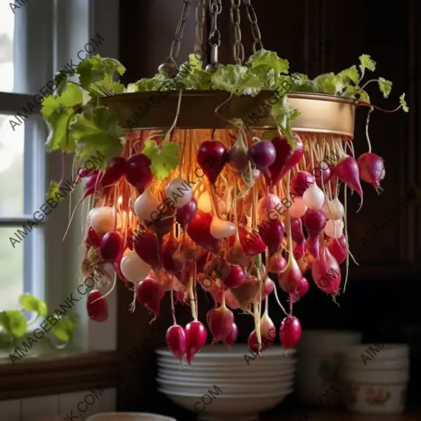 Moody Warm-Toned Radish Chandelier &#8211; Culinary Masterpiece