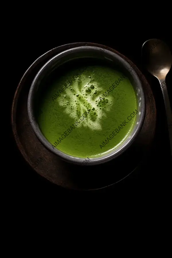 Matcha Tea Elegance &#8211; Centered on Black Background &#8211; Hyper Real