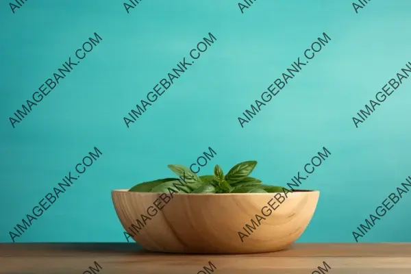 Basil Leaves on Turquoise Green Background &#8211; Culinary Artistry