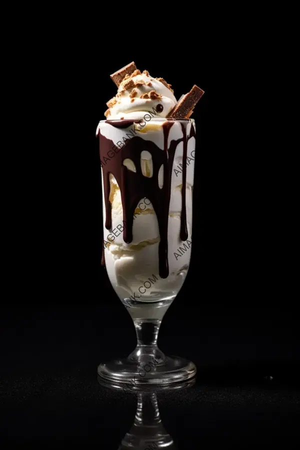 Delightful Glass Dessert &#8211; Ice Cream and Chocolate Sauce