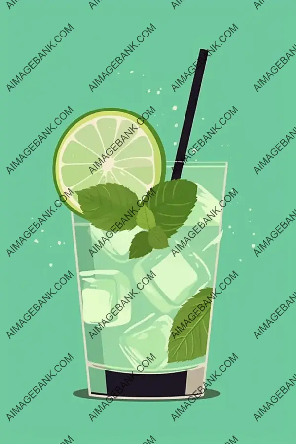 Captivating Mojito in Minimalist Poster Print