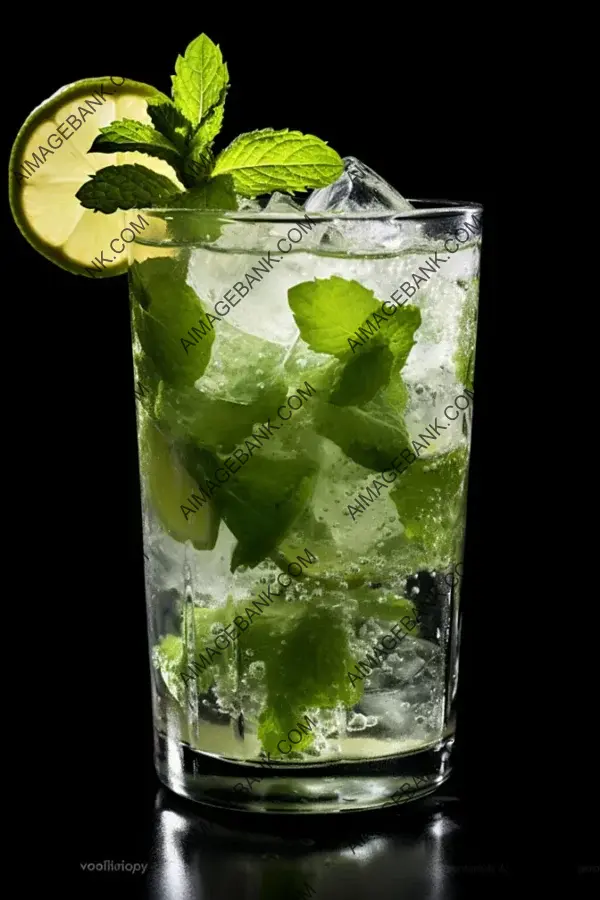 Classic Mojito Cocktail &#8211; Black Background