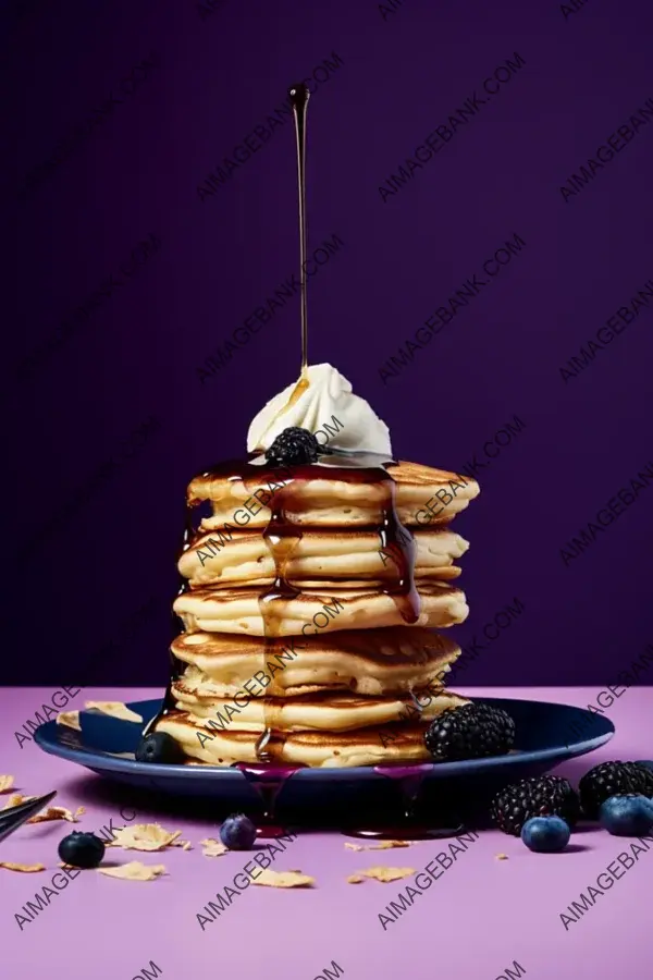 Blueberry Pancake Stack &#8211; Vanilla Ice Cream Topping