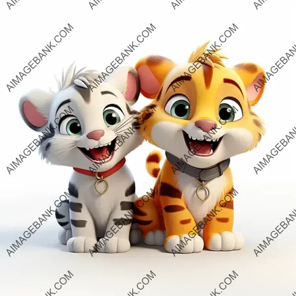 Cartoon-Styled Pixar Baby Tigers: Bright Asset Game Props