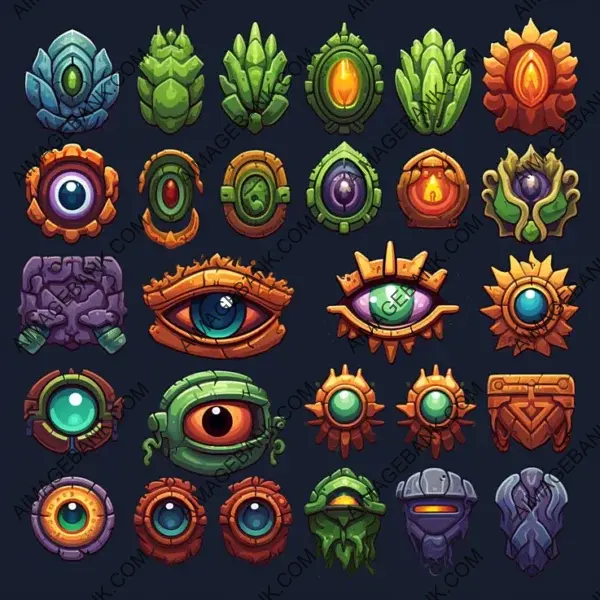 Asset Game Props: Multiple Pixel Art Gaming Icons &#8211; Mario&#8217;s Eyes