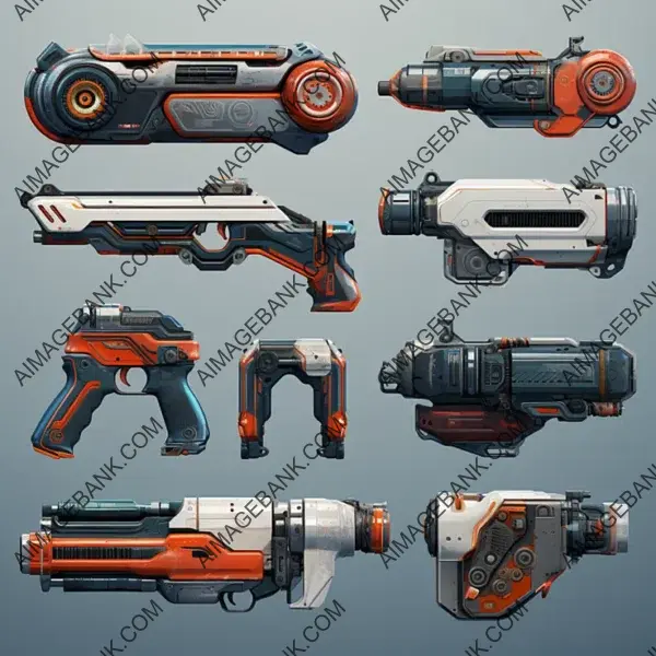 Asset Game Props: Futuristic Guns Weapons Set