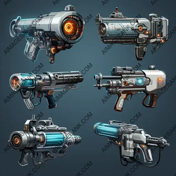 Futuristic Guns Weapons Set: Asset Game Props
