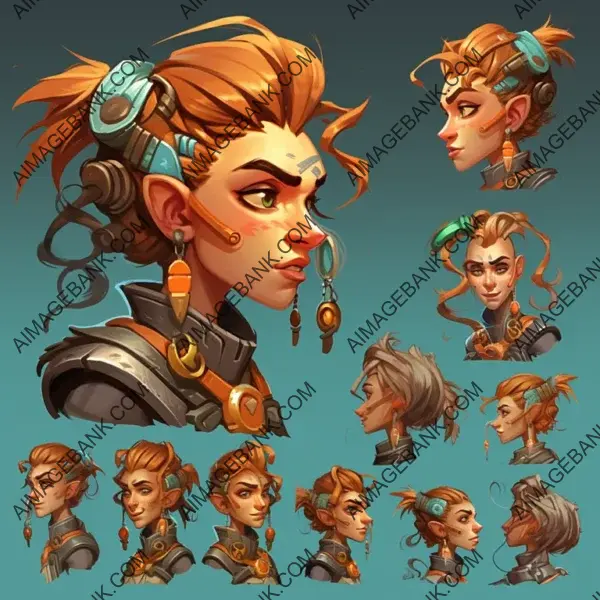 Turnaround Concept Art of a Stunning Female Head