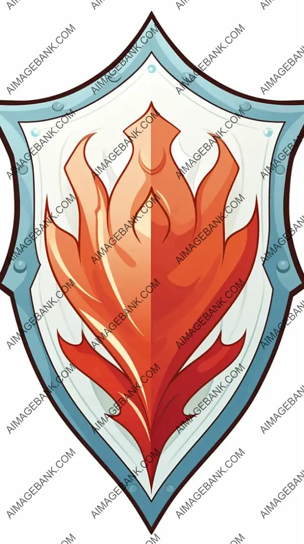 Cartoon-Style Shield with White Background