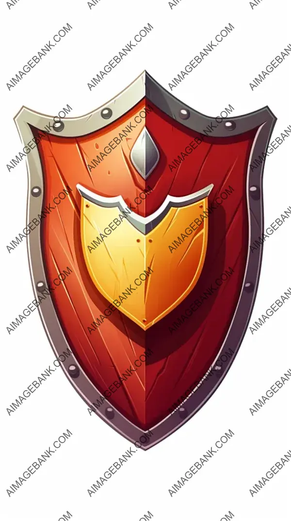 White Background: Cartoon-Style Shield Design