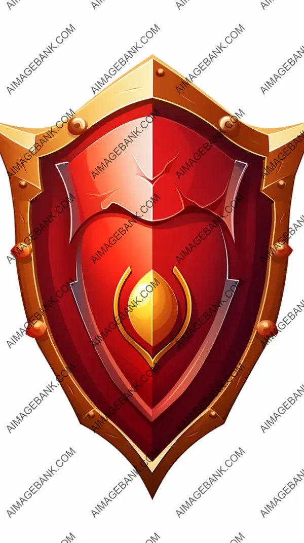 Cartoonish Charm: Shield with White Background