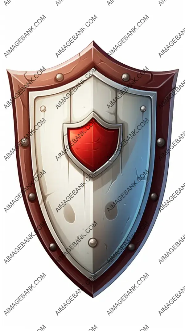 Charming Cartoon-Style Shield on a White Background