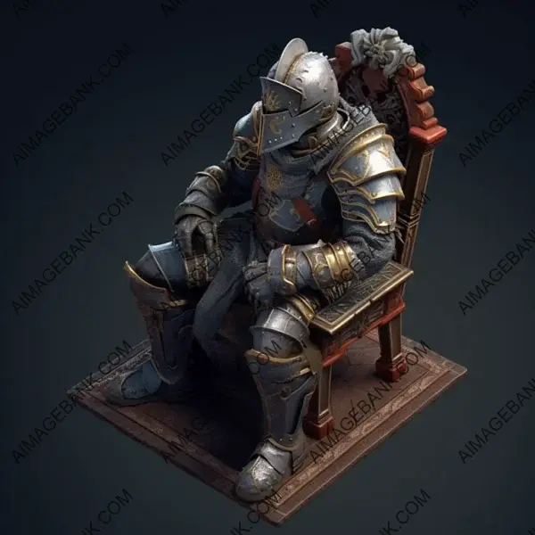 34 Views of Knight in Royal Armor Seated on a Chair