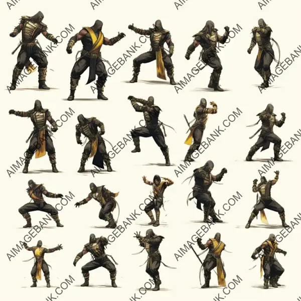 Mortal Kombat Emote GIFs in Different Pose Variations