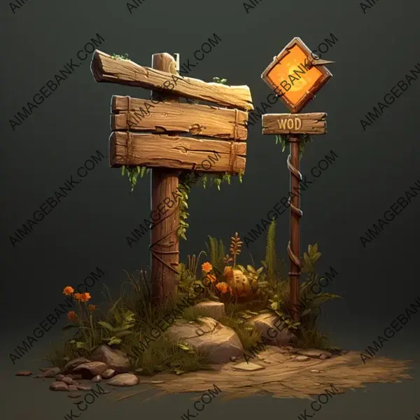 Wooden Sign Post for In-Game Navigation