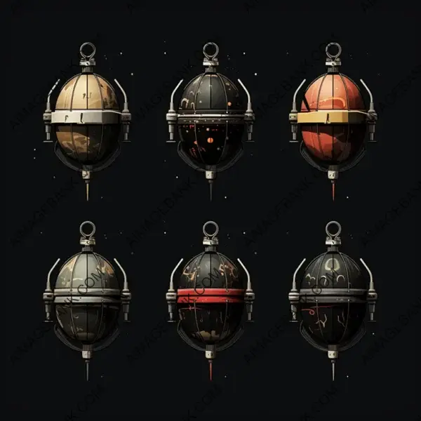 Icon Set: Cluster Bombs on Black Background