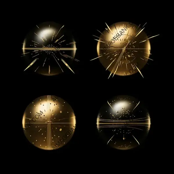 Cluster Bomb Icon Set in Elegant Gold on Black