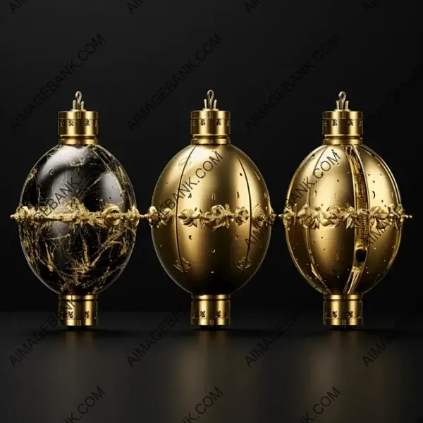 Elegant Gold Cluster Bomb Icon Set on Black Background