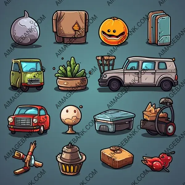 Game Icons for Increasing Damage in Cartoon Leisure