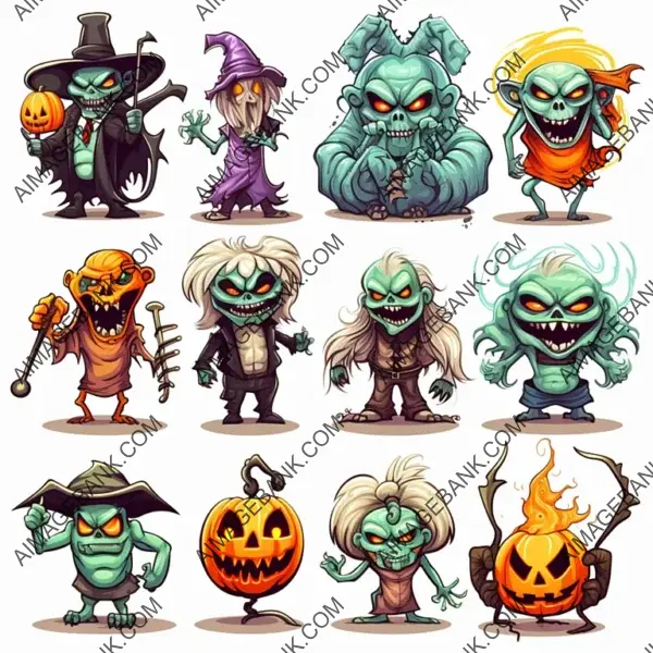 Multiple Scary Halloween Characters with Beautiful Art