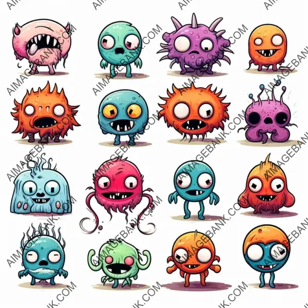 2D Render of Various Scary Cartoon Characters