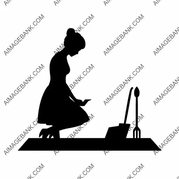 Silhouettes of Garden Kneeler and Spade: Black Icon