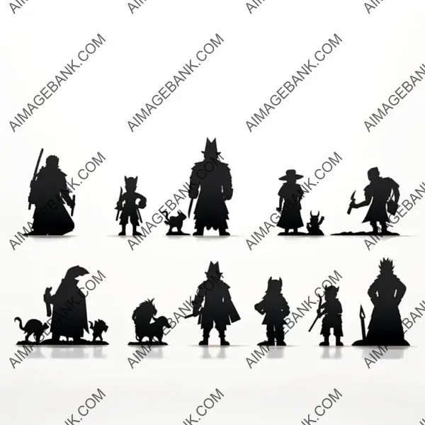 Classic Boardgame Meeple Silhouettes: Black and White