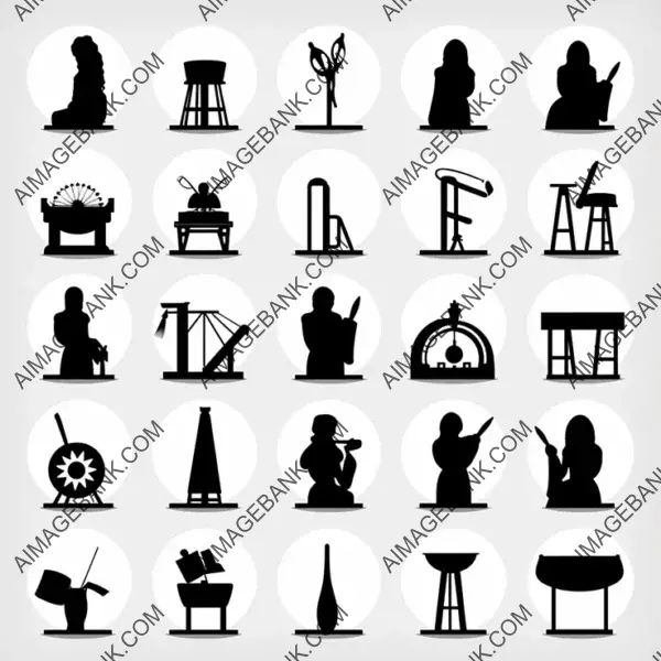 Clean Collecting Icon: Black and White Silhouette