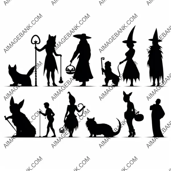 Halloween Silhouettes in Black Icon Character