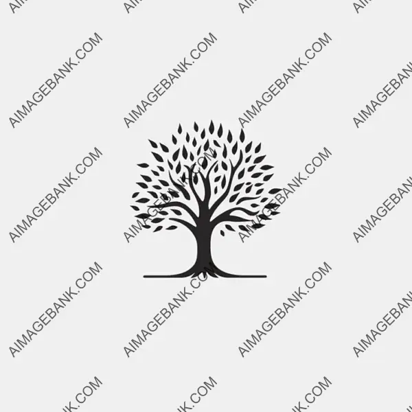 Tree Logo with Minimalistic Design in Black and White