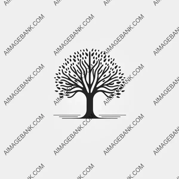 Minimalist Tree Logo with Black and White Color