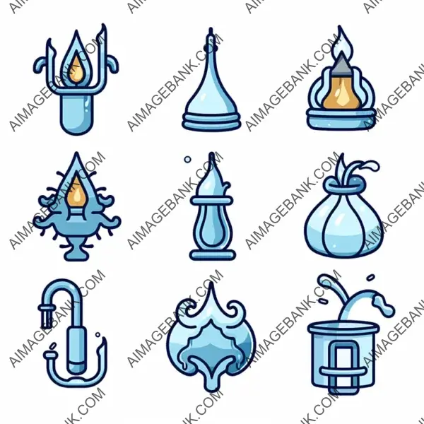 Water Element Icon with 2D Medieval Style